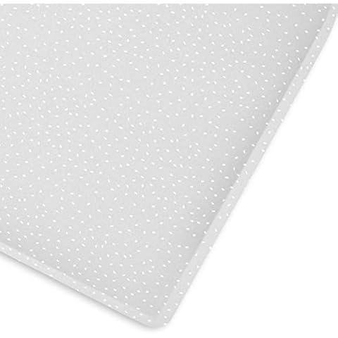 The Little Green Sheep Cot Fitted Sheet, Organic Linen & Cotton Blend Sheet fits Cot Beds 60x120cm to 70x140cm, Dove Grey with White Rice Print Cover