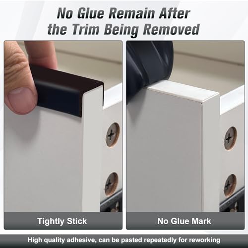 Image of Rubber Edge Trim, 1-1 /4 inch (32mm) Wide U Channel Edge Trim, Big Size U Shaped Trim, Self Adhesive Edge Banding for Plywood, Woods, Doors, Shelf, Cabinet, Countertop, Length 20Ft, Black