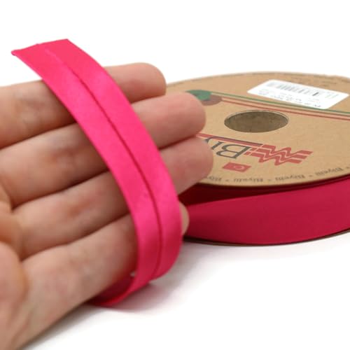 Image of Fold Satin Bias Tape - 99+ Colors - 3 /4 Inches Wide - 27 Yards - Fold Satin Binding Bias Ribbon Fabric Piping Bias Binding Tape for Sewing Clothing DIY (08. Magenta) BYS08