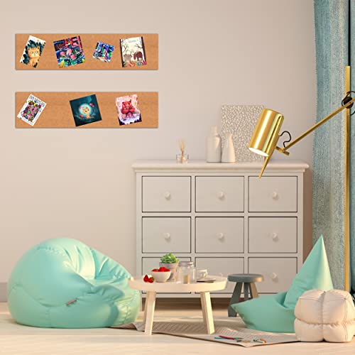 Sungift Cork Bulletin Board 1/2" Thick Cork Boards 6 Pack Frameless Cork Tiles, 17 X 8 Inch, Self-Adhesive Corkboards Wall Decor With 50 Pcs Pushpins For Office, School And Home #TOP6