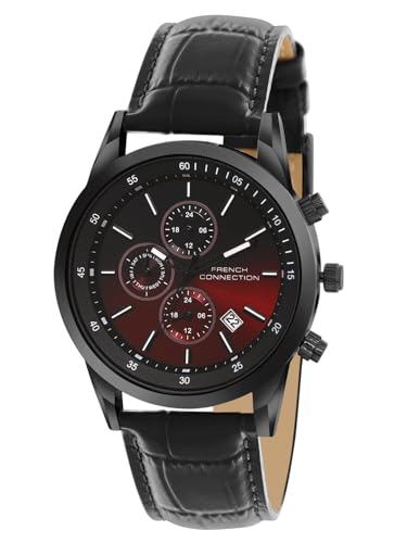 Image of French Connection Cedric Maroon Round Dial Mens Mult Function Watch FCN093BBL