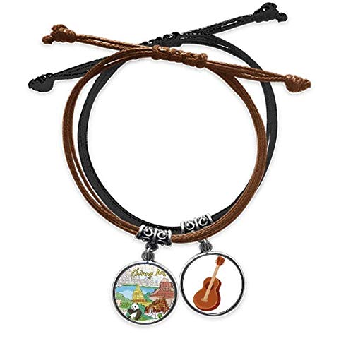 Pulsera de cuero de Chiang Mai con acabados detallados estilo templo asiático
