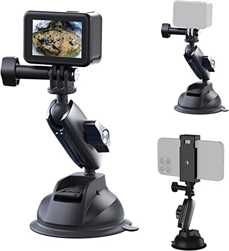 Image of TELESIN Aluminum Alloy Suction Cup Holder Compatible With Gopro, DJI, Insta360, And More Action Cams & Smartphoness