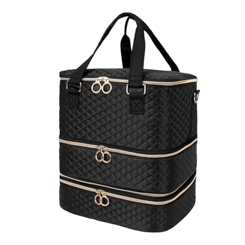 Rangement Vernis a Ongle, Organisateur de Vernis à Ongles à 3 étages pour 84 Flacons de Vernis à Ongles et 1 Lampe LED, Mallette Pratique avec Poignée et...