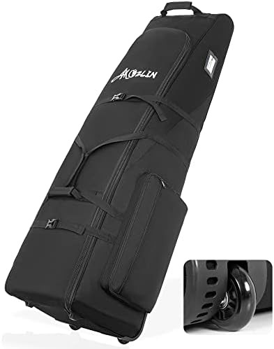 AKOZLIN Golf Travel Bag Case Universal Foldable Golf Club Travel Cover with Wheels Black
