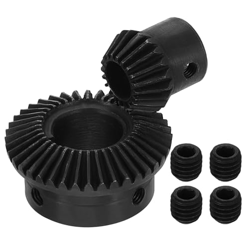 Image of uxcell 2Pcs Tapered Bevel Gears Set, 1 Mod 1:2 (20T /40T) Harden Steel Straight Bevel Gear, 90 Degree Steering Motor Gears, (10mm /17mm Shaft Hole with Keyway)