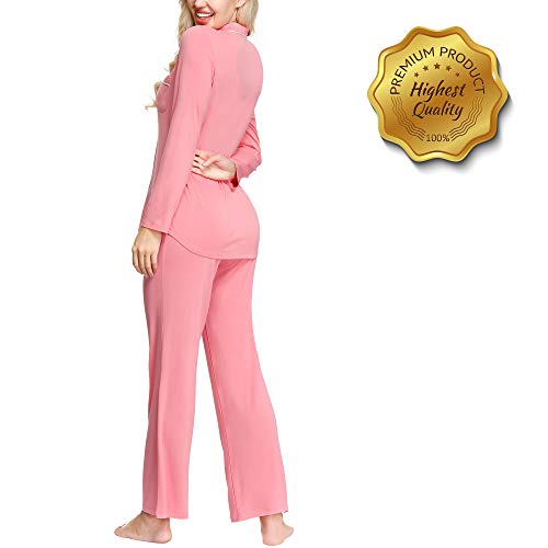 INK+IVY Women's Rayon Long Sleeve Button Top & Trouser Pajama Set, Casual Soft Breathable Sleepwear4