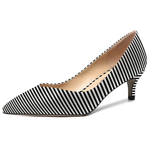 AMBELIGHT Womens Casual Slip On Pointed Toe Dress Shoes Patent Kitten Low Heel Pumps Shoes 2 Inch