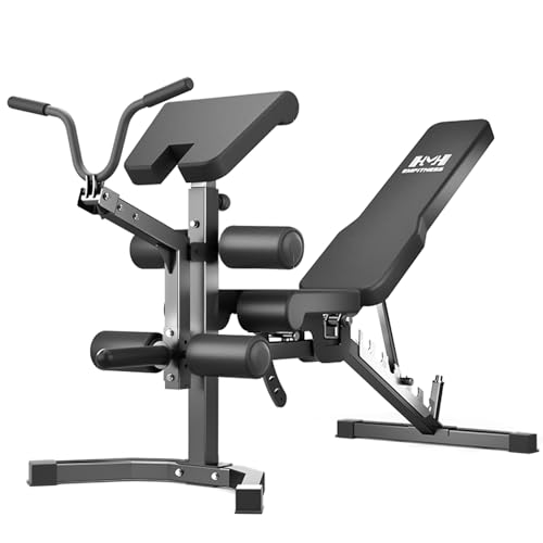 Image of Adjustable Weight Bench, Heavy Duty Workout Bench Press with Leg Extension and Preacher Pad for Home Gym Fitness, Flat Incline Decline Sit Up Bench