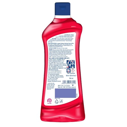 Image of Lizol Fresh & Clean Bathroom Cleaner | Floral | 500 ml + 200 ml Free | Limited Period Offer | 10X Better Cleaning | Up to 12 Hrs Fragrance | Multi-Surface Cleans Floors, Basin, Tiles