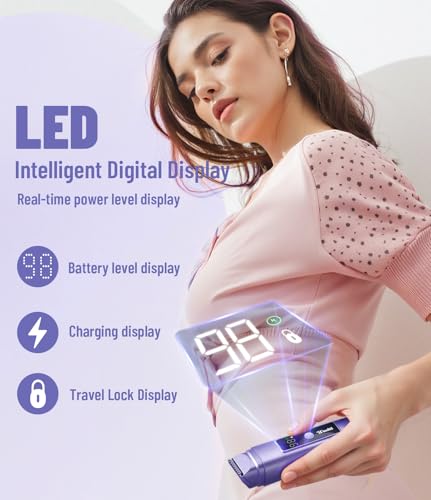 Image of Bikini Trimmer for Women Electric Razors, Electric Razor 2 in 1 Shaver Pubic Hair, LED Display with IPX7 Waterproof - Rechargeable Lady Trimmer for Underarm Body Leg Face - Cobalt Blue