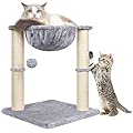 Cat Scratching Post, 50cm Cat Tree with Cat Hammock Bed, Scratching Posts for Indoor Cats with Hanging Ball Toy, Small Cat Tree for Kitten Pets Playing and Relaxing, Grey