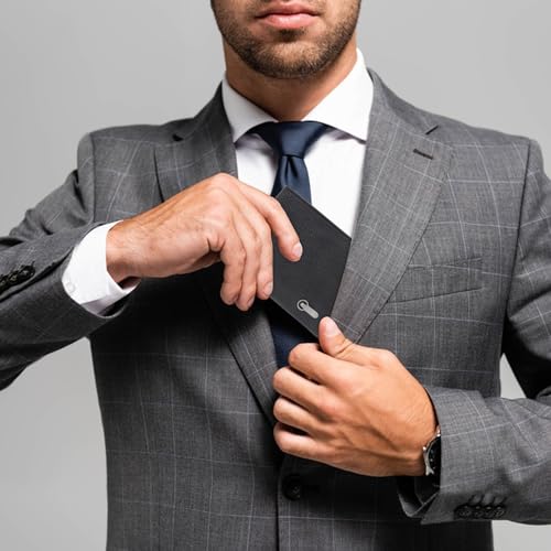 Bifold Wallets for Men, PU Leather Minimalist Wallet for Men with ID Window, Men's Slim Wallet for Gift (Black)4