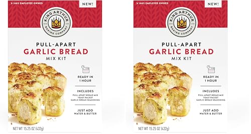 King Arthur Baking Company Pull-Apart Garlic Bread Mix Kit 15.25 oz.,Baking Mix - Ready in 1 hour,(Pack of 2)