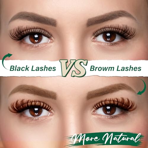 Image of KEYYOU Brown Lash Clusters Soft Fluffy D Curl Individual Lashes 8-18mm MIX