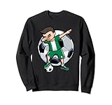 Nigerian flag soccer design for a soccer lover and proud football fan of the Nigeria football team. Funny dabbing soccer boy print for Nigeria football lovers has a cute boy wearing a Nigeria flag sport jersey doing hip hop dab dance.