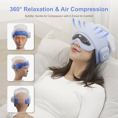 Head Massager for Fatigue Relief, Eye Massager with Heat, Head and Eye Massage for Stress Relief, Bluetooth-Capable, Rechargeable, Ideal for Rest & Relaxation,Avoid Walking/Reading While Using - Image 3