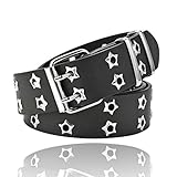 Tgirls Star Double Grommet PU Leather Belt Punk Waist Belt Double Prong Belt Buckle Rock Metal Jeans...