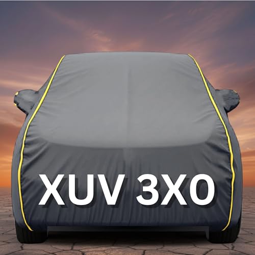 Image of Premium Grey Series 100% Waterproof Car Body Cover for Xuv3xo Cover (All Models) with Mirror Pockets | Triple Stitched, Elastic, Custom Fit, Heat Resistant, Anti-Dust, All-Weather Cover