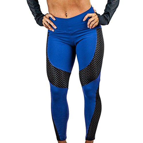 Oksale Womens Workout Leggings Fitness Sports Gym Running Yoga Athletic Pants (L, Blue)