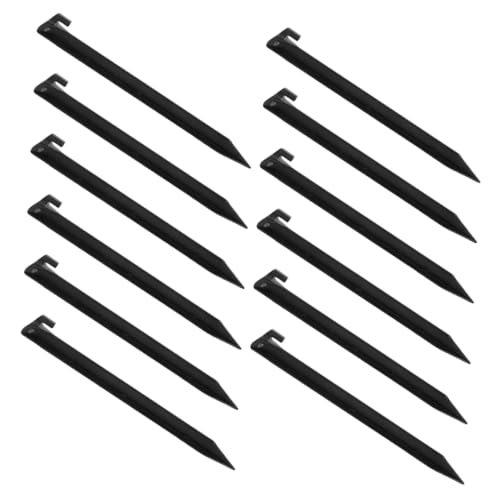 Toddmomy 12 Pcs Heavy Duty Plastic Tent Stakes Garden Lawn Tarp Pegs for Outdoor Camping Beach and Courtyard Decoration Durable Anchors for Secure Grounding