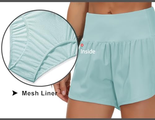 Image of THE GYM PEOPLE Womens High Waisted Running Shorts Quick Dry Athletic Workout Shorts with Mesh Liner Zipper Pockets