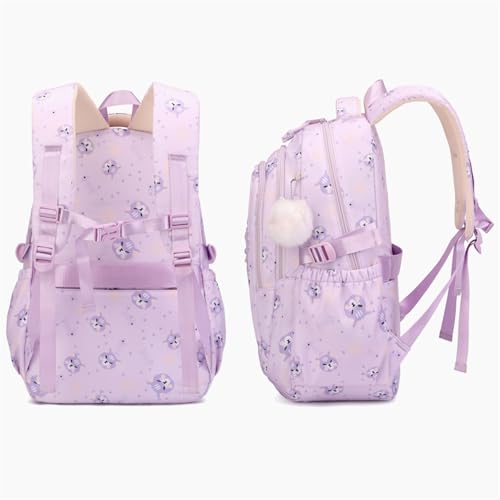 Waterproof Cat Pattern Backpack with Insulated Cooler Lunch Box Bag Set (Pink)3