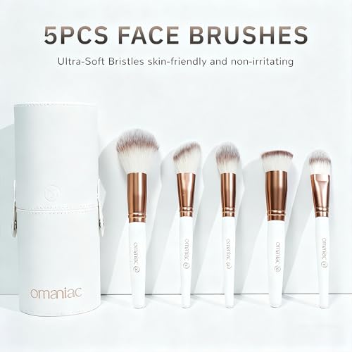 OMANIAC Makeup Brush Set, 20Pcs Professional Makeup Brushes for Foundation, Powder, Eyeshadow, Concealer Cream, Blush Buffe etc, with White Makeup Brushes Kit Case
