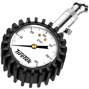Manómetro de presión de neumáticos para automóviles (certificado ANSI) Medidor de presión de aire premium para neumáticos – Fácil de leer que brilla en la oscuridad esfera circular analógica de