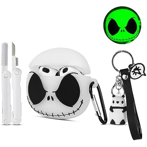 Compatible with Apple AirPods 3rd Generation Case Cover with Cleaner Kit and Cute Panda Keychain, Glow in The Dark Airpods 3 Case 3D Funny Anime Cool Soft Silicone Protective Skin Case for Airpods 3 Cover