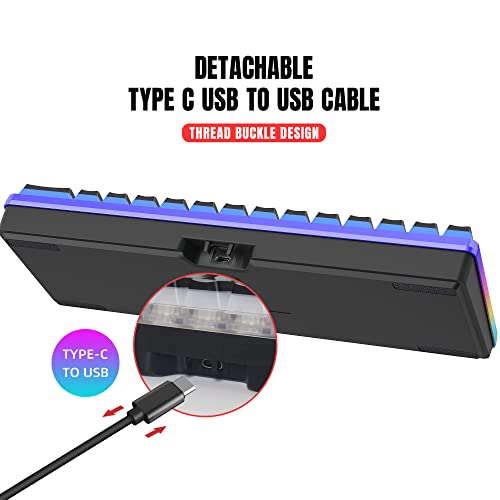 Image of Snpurdiri 60% Wired Gaming Keyboard, 61 Keys Pudding Keycaps RGB(Black) | Ultra-Compact Mini Gaming Keyboard, Waterproof Small Gaming Keyboard for Office /Gaming