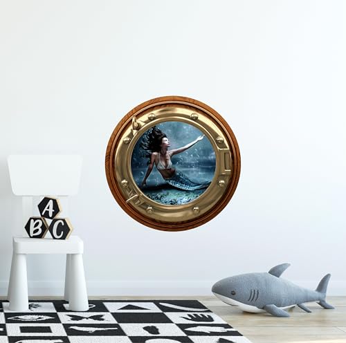 Vinilo Decorativo Porthole Mermaid 18" x 18" miniatura 2