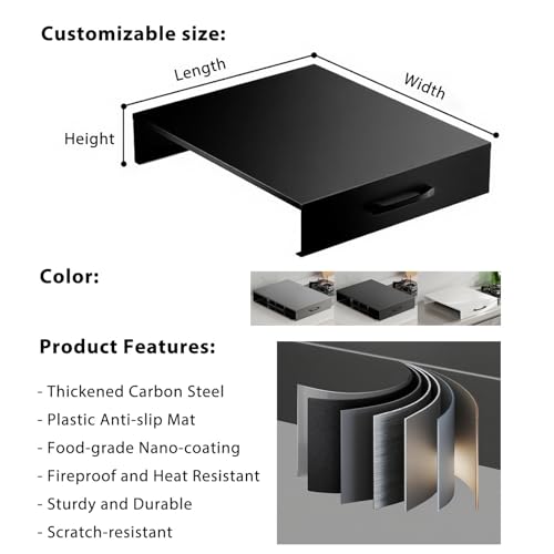 Support de plaque à induction en acier carbone noir 45x35cm pour cuisine moderne - 3