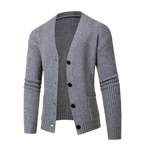 Men's Cardigan Sweater Vintage Casual Long Sleeve Warm Solid Color Knit Sweaters Tops