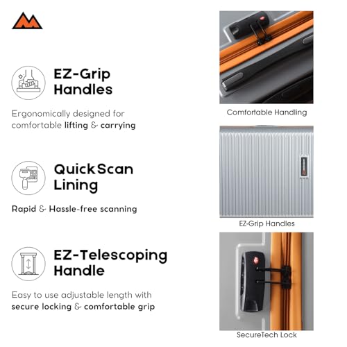 Image of Move-Meant Set of 2 Glide Small & Medium Check-in Suitcase | 55 Cm & 66 Cm | 360 Degree 8 Wheels Number Lock Polycarbonate MAT. Grey Trolley Bag | Luggage for Travel - Pack of