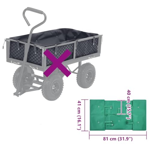 Forro para Carro de Jardín Resistente de Poliéster 600D 33.9 x 18.1 x 16.1 Pulgadas Impermeable para Carros Utilitarios miniatura 3