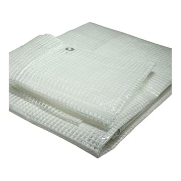 Telo Telone Multiuso Occhiellato Bianco Trasparente Retinato Con Occhielli 140 gr/mq per Esterno Resistente UV Impermeabile per Rimessaggi Tende Balconi Coperture (3x2 mt)