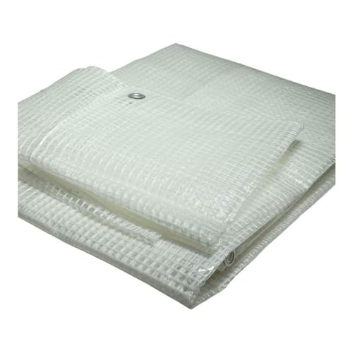 Telo Telone Multiuso Occhiellato Bianco Trasparente Retinato Con Occhielli 140 gr/mq per Esterno Resistente UV Impermeabile per Rimessaggi Tende Balconi Coperture (6x3 mt)