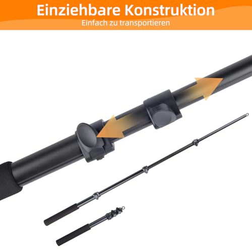 autozen Reizangel Hunde, 124cm Reizangel 6 Stücke für Hunde längenverstellbar Hundespielzeug aus Aluminiumlegierung mit 3 Hundespielzeug Seil für Training