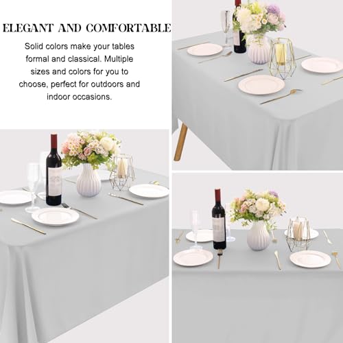Image of 4 Pack Rectangle Tablecloth for 6 Foot Tables Washable Polyester Table Cover for Wedding Dining Table Parties Banquet(60x102 Grey)