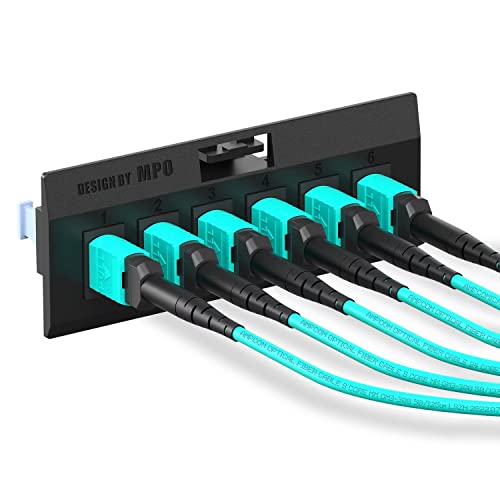 Image of AMPCOM MPO to MPO Trunk Cable 50 /125μm Multimode OM3-300 (12 Fiber, MPO to MPO Female, Type B, LSZH /Riser, UPC, Aqua) 30m (98.4ft)