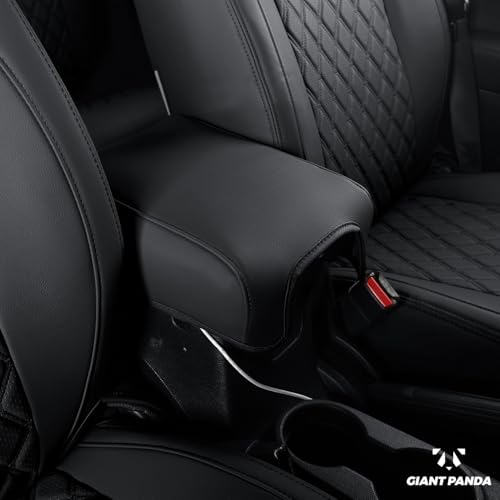 Image of GIANT PANDA Front Jeep Wrangler 2 /4 Door JK 2013-2017 Car Seat Covers for Sahara Sport Rubicon Unlimited Altitude, Customized Faux Leather - (Black)