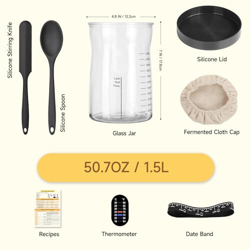 Image of Coco Bird Pro Sourdough Starter Kit- 50oz Large Capacity Sourdough Starter Jar, 17 Flavorful Fermentation Recipes, Sourdough Bread Baking Supplies for Making Delicious Sourdough Breads(1PCS)
