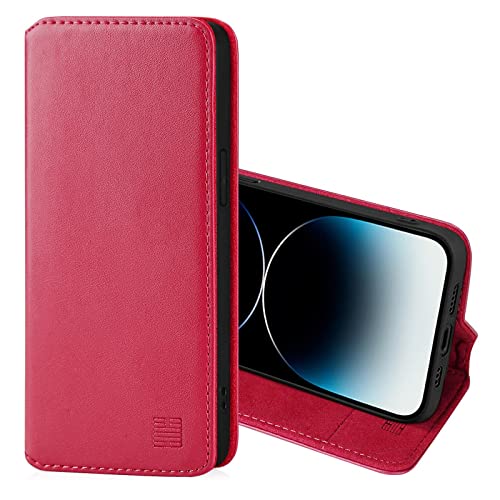 32nd Classic Series 2.0, Real Leather Book Wallet Flip Case Cover For Apple iPhone 14 Pro (6.1")