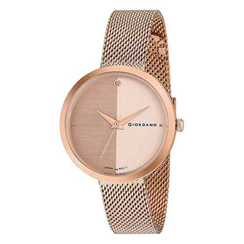 Image of Giordano Eleganza Collection Analog Wrist Watch for Women with Color Variant, Stylish Wired Metal Mesh Band| Ladies | Girls to Compliment Your Look | Ideal Gift for Female - GD-4062