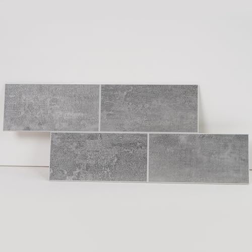 COLAMO 6'x12' Swatch Medium Cement Gray Peel and Stick Large Subway Tile,Stick On Faux Stone Mosaic Tile for Bathroom,Vanity,Kitchen Backsplash,Accent Wall,Self Stick Adhesive Brick Tiles for Wall