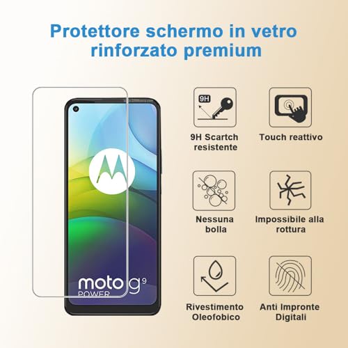 Shunwige Displayschutz aus gehärtetem Glas, entworfen für Moto G9 Power, gehärtetes Glas / Ausrichtungsrahmen / kratzfest / deckt nur den Anzeigebereich ab