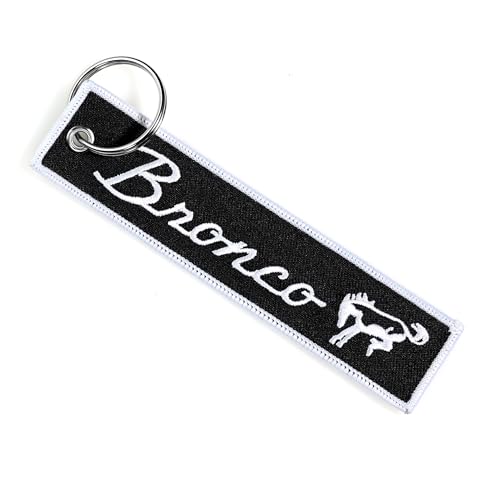Detroit Shirt Company Ford Bronco Logo embroidered Keychain 5 x 1 | logos front and back