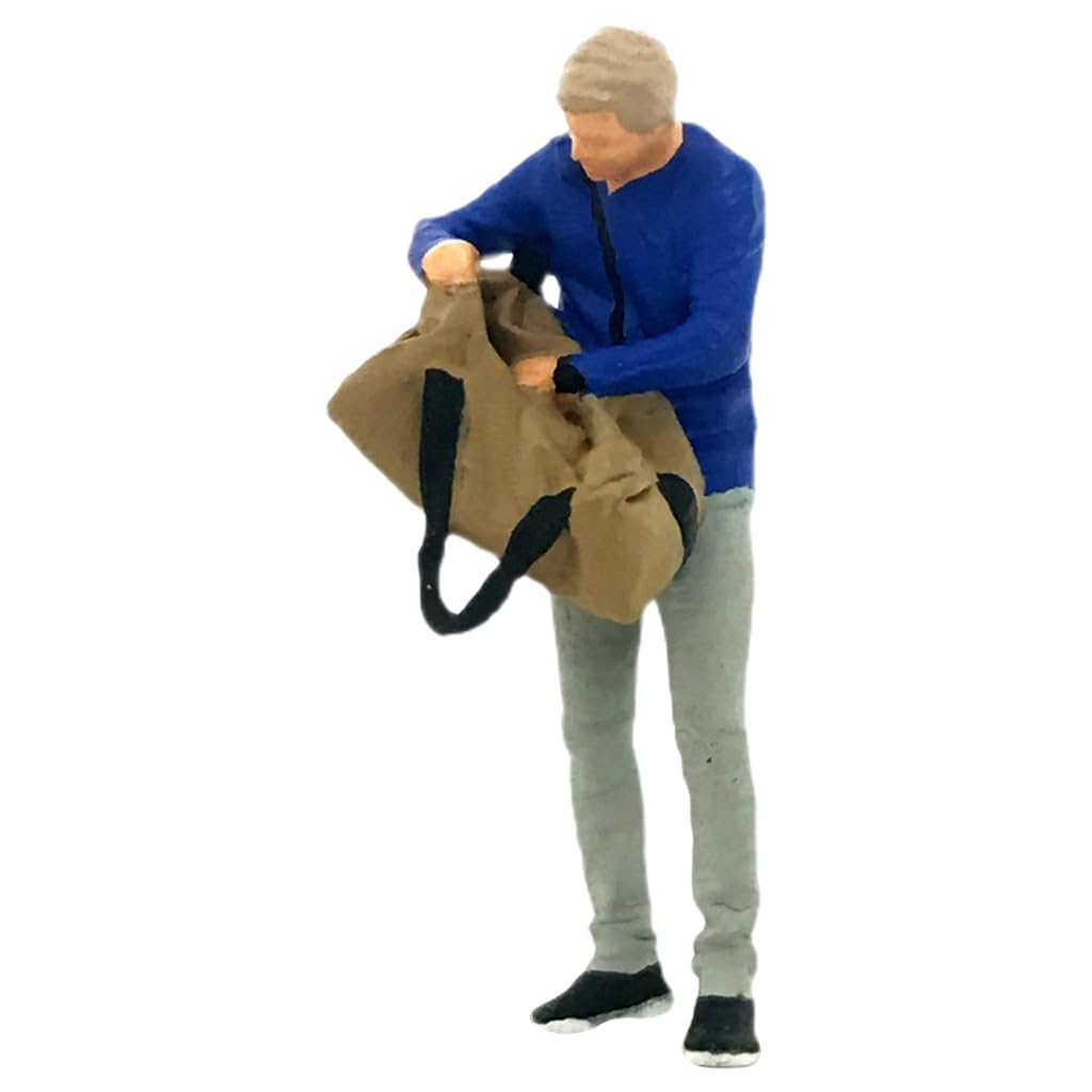 MUXZSIZ Vivid Tiny People Character Figurines Dolls Resin Exquisite Characters Choice Model Lovers Figures Made Of Resin Tiny People Character Figurines Doll, look bag man blue, 2.8-3cm