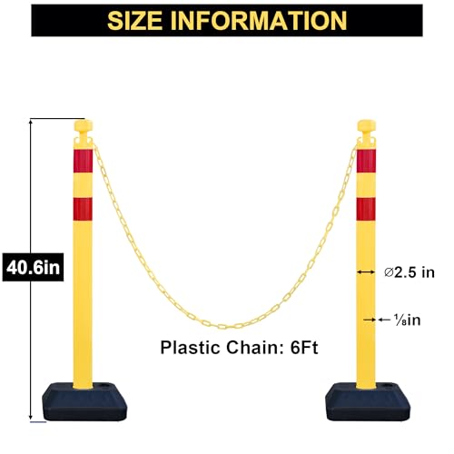 Image of OrangeStar 6 Pack Traffic Delineator Posts, 40 inch Crowd Control Stanchions